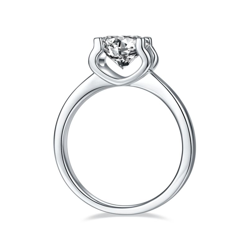 Classic牛头S925银镀白金MoissaniteWomen's Ring2.0ctD级
